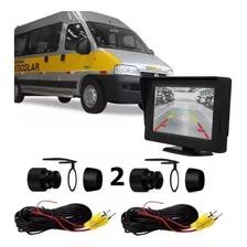 Kit Câmera Frontal + Ré Van Escolar Retrovisor Monitor Lcd Foto  mini 1