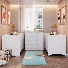 Kit CĂ´moda Sapateira Infantil Berço 3 Em 1 E Berço Com RodĂz Cor Branco Foto mini 1