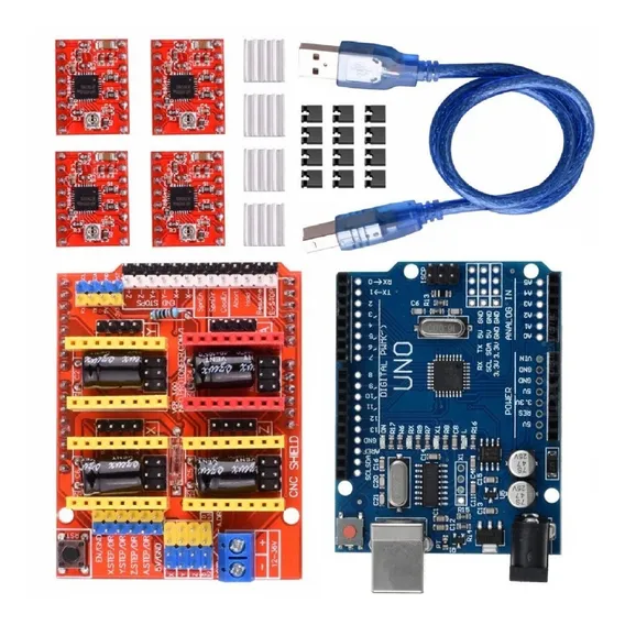 Kit Cnc Shield V3 Compatível A Arduino Smd + 4 Driver A4988 Foto 1