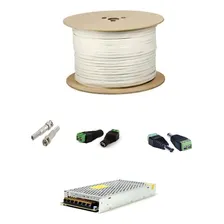 Kit Coaxial Cftv 300m 90% +30 Conectores +fonte 10 A V8 Foto  mini 1