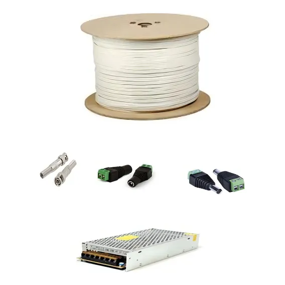 Kit Coaxial Cftv 300m 90% +30 Conectores +fonte 10 A V8 Foto 1