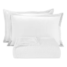 Kit Cobre Leito Colcha Casal 3 Peças Hotelaria Piquet Branco Foto mini 1