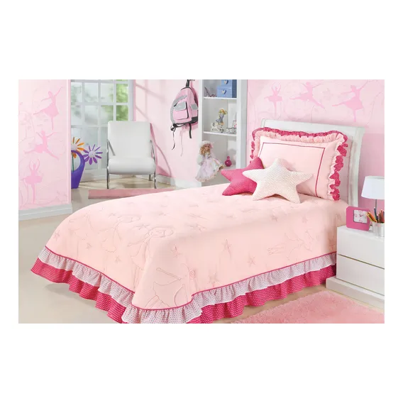 Kit Cobre Leito Colcha Solteiro Infantil Menina Bailarina Foto 1