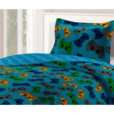 Kit Cobre Leito Jogo De Cama Solteiro Infantil Menino Menina Cor Game Foto mini 1
