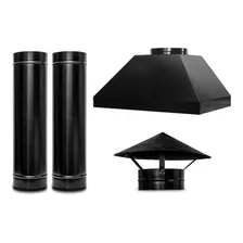 Kit Coifa De Churrasqueira Gourmet Completo Cor Preto Texturizado 110V/220V Maricoifas Piramidal Foto mini  3