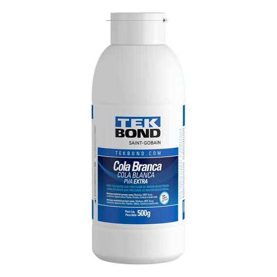 Kit Cola Branca Pva Extra 500g (4 Unidades) - Tek Bond Cor Branco Foto 1
