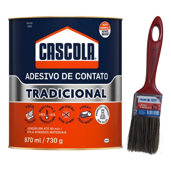 Kit Cola Contato Cascola 730g Sapateiro + Pincel P/aplicação Foto 1