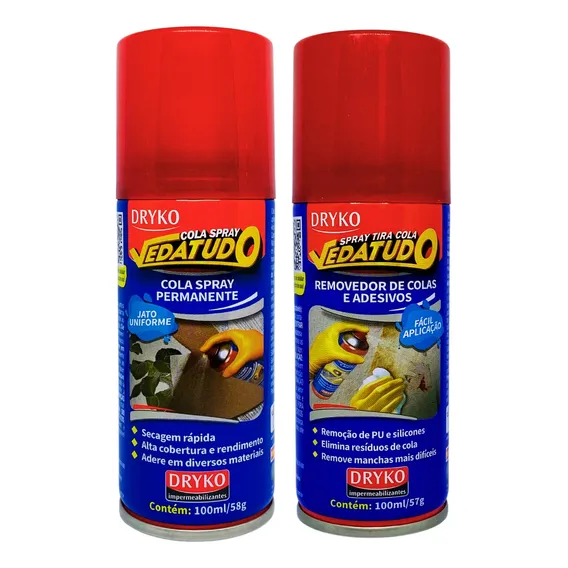 Kit Cola E Tira Cola Em Spray 100ml Removedor Adesivo Dryko Foto 1
