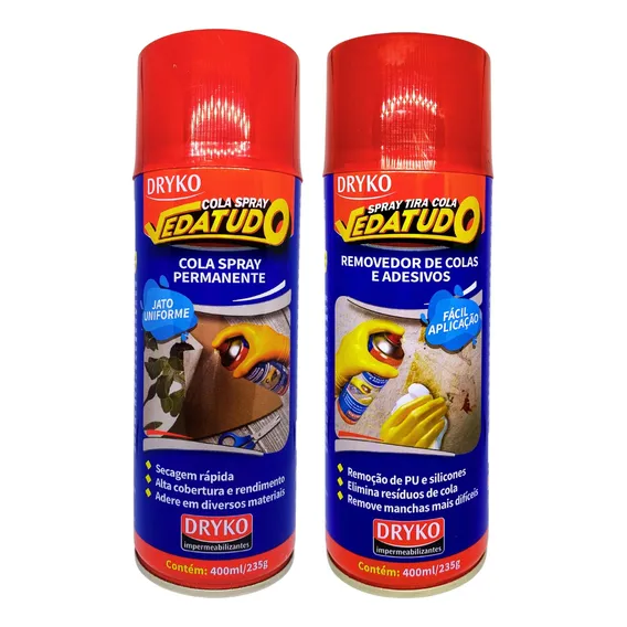 Kit Cola E Tira Cola Em Spray 400ml Removedor Adesivo Dryko Foto 1