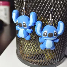 Kit Colar E Brincos Lilo Stitch Disney Geek Filme Anime Foto mini 3