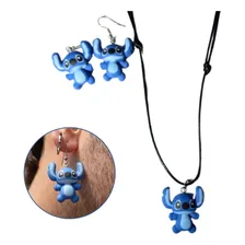 Kit Colar E Brincos Lilo Stitch Disney Geek Filme Anime Foto mini 1