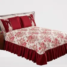 Kit Colcha Cobre Leito Floral Cama Casal 03 Peças Babado Foto mini 1