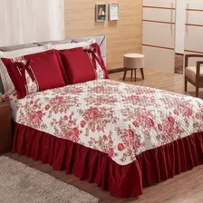 Kit Colcha Cobre Leito Floral Cama Casal 03 Peças Babado Foto mini 4