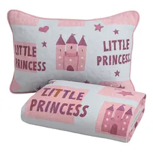 Kit Colcha Cobre Leito Infantil Menino Menina Solteiro 2 Pçs Cor Branca/rosa Princesa Foto  mini 1