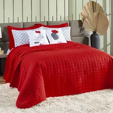 Kit Colcha Queen 7 Peças Percal 300 Fios Basic Vermelho Lady Foto mini 1