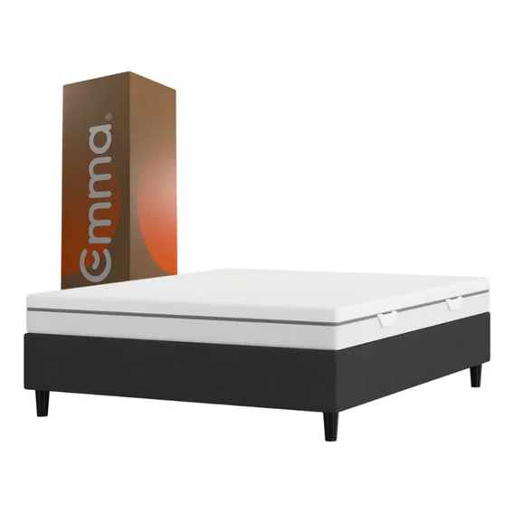 Kit Colchão + Cama Box Emma Duo Casal (138x188cm) Cor Cinza-claro Foto 1