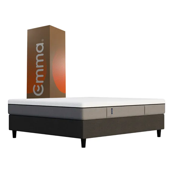 Kit Colchão + Cama Box Emma Original Queen (158x198cm) Cinza Foto 1