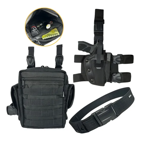 Kit Coldre De Perna T谩tico + Bornal Com Divis贸rias + Cinto Foto 1