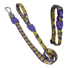 Kit Coleira e Guia para Cachorro Padrão Zeetown Cor Zmiley Estrelas Tamanho da Coleira M Zee Dog Collar Regularleash Foto mini 1