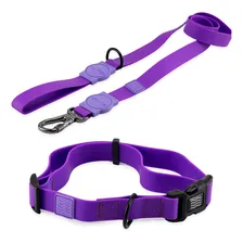 Kit Coleira Para Cachorro Impermeável + Guia Purple Waterproof Tamanho Da Coleira M Foto mini 1