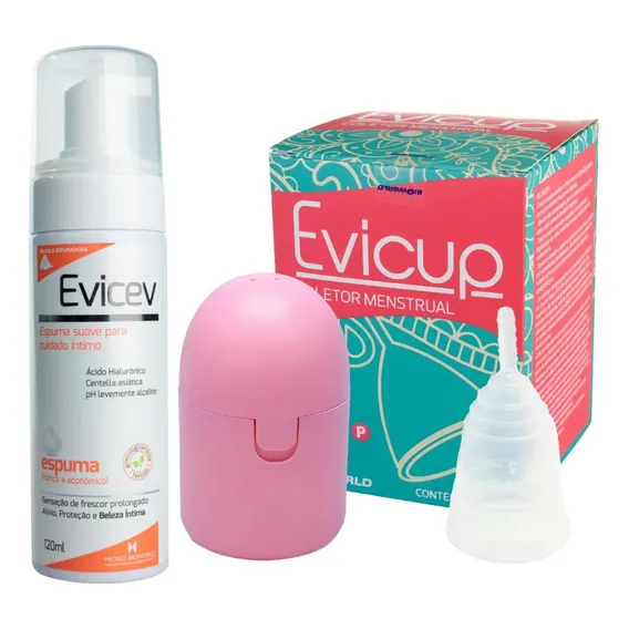 Kit Coletor Menstrual Evicup P + Caixinha Esterilizadora Foto 1