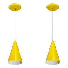 Kit Com 02 Luminarias Pendentes - Cores - Sala Quarto Estrutura Amarelo Foto  mini 1
