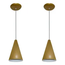Kit Com 02 Luminarias Pendentes - Cores - Sala Quarto Estrutura Preto com Cobre 110V/220V Foto mini 3
