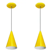 Kit Com 02 Luminarias Pendentes - Cores - Sala Quarto Estrutura Preto com Cobre 110V/220V Foto mini 2