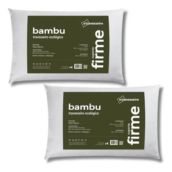 Kit com 02 Travesseiro De Bambu 50x70cm Foto 1
