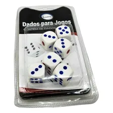 Kit Com 06 Dados Para Jogos 16mm Branco 6 Lados Foto mini  3