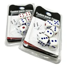 Kit Com 06 Dados Para Jogos 16mm Branco 6 Lados Foto mini  2