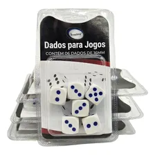 Kit Com 06 Dados Para Jogos 16mm Branco 6 Lados Foto  mini 1