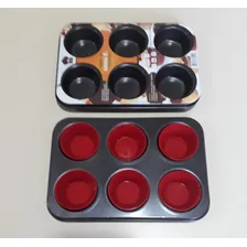Kit Com 06 Formas Para Mini Cupcake + 36 Formas De Silicone Cor Preto Foto mini  2