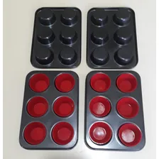 Kit Com 06 Formas Para Mini Cupcake + 36 Formas De Silicone Cor Preto Foto mini  3