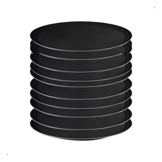 Kit Com 10 Bandejas Garçom Oval Antiderrapante Baccani 62 Cm Cor Preto Foto 1