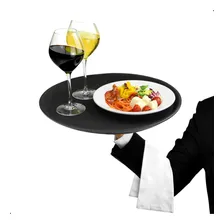 Kit Com 10 Bandejas Garçom Oval Antiderrapante Baccani 62 Cm Cor Preto Foto mini 4
