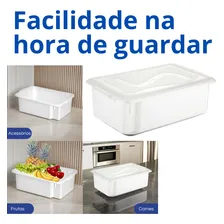 Kit Com 10 Bandejas Topa Tudo Alimentos Branca 8 Litros Com Tampa Foto mini 4