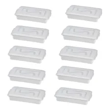 Kit Com 10 Bandejas Topa Tudo Alimentos Branca 8 Litros Com Tampa Foto mini 3
