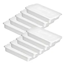 Kit Com 10 Bandejas Topa Tudo Alimentos Branca 8 Litros Com Tampa Foto mini 1