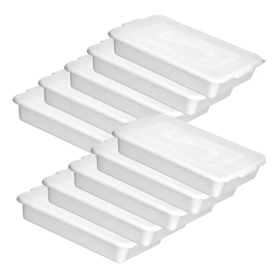 Kit Com 10 Bandejas Topa Tudo Alimentos Branca 8 Litros Com Tampa Foto 1