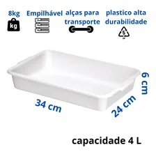 Kit Com 10 Bandejas Topa Tudo Branca 4litros Atacado Alimento Açougue Restaurante Salgado Cozinha - Santana Foto mini 4
