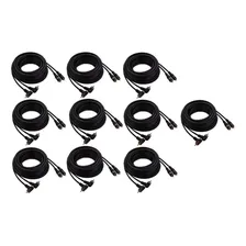 Kit Com 10 Cabos Rca 5 Metros Preto Conector Banhado A Ouro Foto mini 1