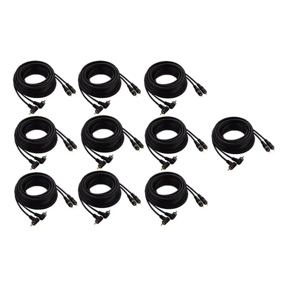 Kit Com 10 Cabos Rca 5 Metros Preto Conector Banhado A Ouro Foto 1