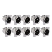 Kit Com 10 Conectores Xlr Macho Profissional Para Painel Foto  mini 1