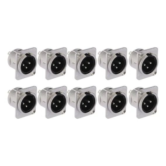 Kit Com 10 Conectores Xlr Macho Profissional Para Painel Foto 1