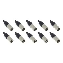Kit Com 10 Conectores Xlr Macho Santo Angelo Sa2x Niquelado Foto mini 1