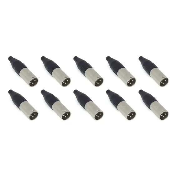 Kit Com 10 Conectores Xlr Macho Santo Angelo Sa2x Niquelado Foto 1