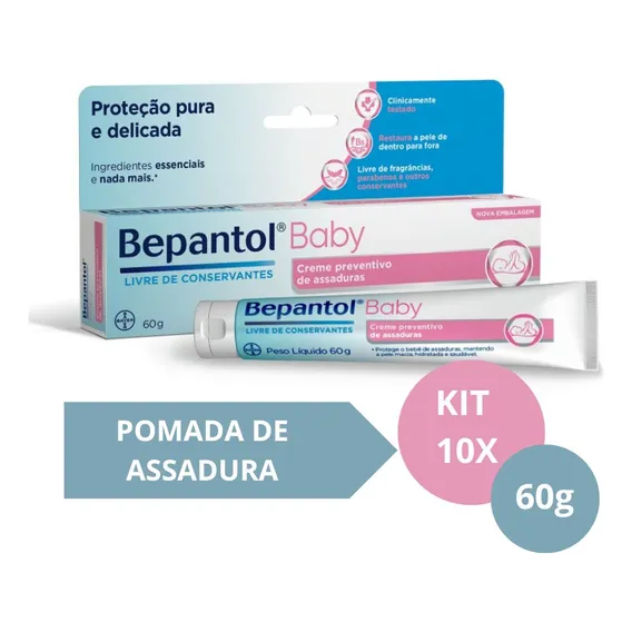 Kit com 10 Cremes Pomada de Assadura Proteção Delicada 60gr Cada ? Bepantol Foto 1