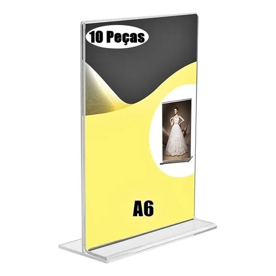 Kit Com 10 Display Expositor AcrÃlico T A6 10x15cm Vertical Foto 1