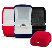 Kit Com 10 Estojos Linha Veludo Corte H Para Anel Aliança - Vermelho, Preto E Azul Foto  mini 1